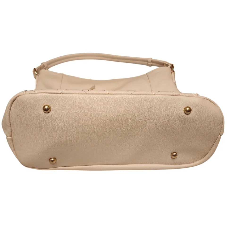 Quilted White Sand Hobo Bag